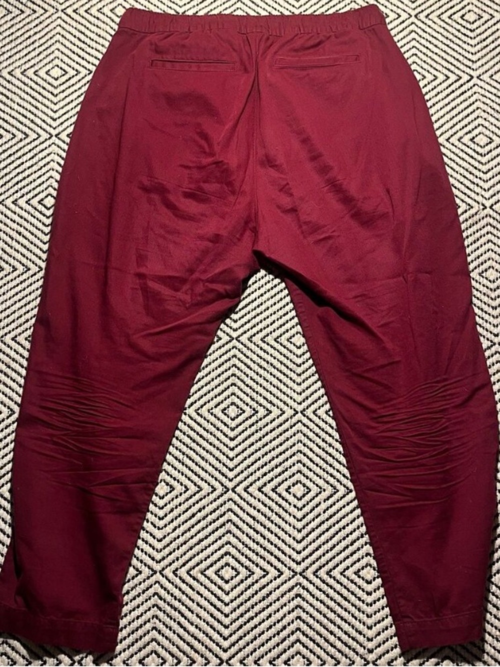 GAP Easy Pant Maroon / Wine High Rise Wide Leg Red Cotton Blend Drawstring Capri - Picture 2 of 7